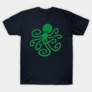 GREEN OCTOPUS Funny Undersea Ocean Creature with Tentacles - UnBlink Studio by Jackie Tahara T-Shirt